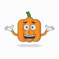 Pumpkin mascot character with a confused expression. vector illustration