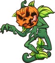 Halloween pumpkin monster walking awkwardly