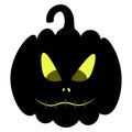 Pumpkin. The mouth is sewn up. The silhouette of a pumpkin glows in the dark. Angry facial expression. Halloween symbol.