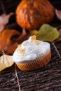 Pumpkin muffin with whipped cream
