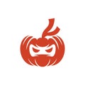 Pumpkin ninja face creative logo