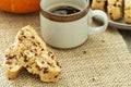 Pumpkin, nuts and chocolate biscotti Royalty Free Stock Photo