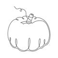 Pumpkin one line art,continuous contour drawing,hand-drawn gourd,vegetarian food, proper nutrition, healthy diet outline.Haloween