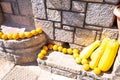 pumpkin and orange decor against wall