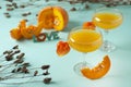 Pumpkin and orange spiced fall drink, halloween concept.