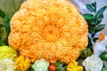 Pumpkin, oranges and mango with carved patterns in the form of a flower. The art of carving on food Royalty Free Stock Photo