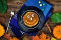 Pumpkin pancakes for kids Royalty Free Stock Photo