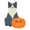 Pumpkin party icon cartoon vector. Kitty treat