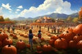 Pumpkin patch field trip illustration featuring