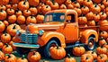 Pumpkin patch pile orange farm pickup autumn harvest