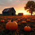 Pumpkin Patch at Sunset Royalty Free Stock Photo