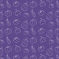 Pumpkin pattern on violet background. Pumpkin pattern