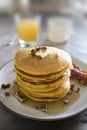 Pumpkin Pecan Pancakes with Bacon