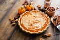 Pumpkin pie with cheesecake swirl for Thanksgiving