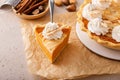 Pumpkin pie with cheesecake swirl, dessert variation for Thanksgiving