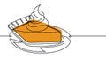 Pumpkin Pie Continuous Line Vector