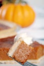 Pumpkin pie on a fork Royalty Free Stock Photo