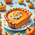 Pumpkin pie fruit food autumn thanksgiving dinner meal smile Royalty Free Stock Photo