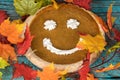 Pumpkin pie with happy face