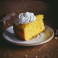 Pumpkin pie or pumpkin cake with whipped cream Royalty Free Stock Photo