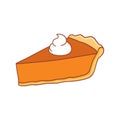Pumpkin pie slice illustration on white background Royalty Free Stock Photo
