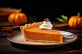 Pumpkin pie slice tasty dessert background