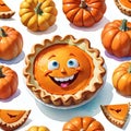 Pumpkin pie squash gourd plant delicious dessert smiling face