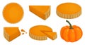 Pumpkin pie vector illustration on white background. Vector cartoon set icon thanksgiving cake. Isolated cartoon set