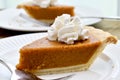 Pumpkin pie on a white plate Royalty Free Stock Photo