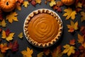 Pumpkin pie on a white plate, fall dessert Royalty Free Stock Photo