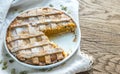 Pumpkin pie on the wooden background Royalty Free Stock Photo