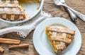 Pumpkin pie on the wooden background Royalty Free Stock Photo