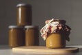 Homemade pumpkin canning jars Royalty Free Stock Photo