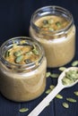 Pumpkin puree soup with pumpkin seeds