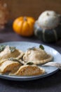 Pumpkin and ricotta ravioli Royalty Free Stock Photo