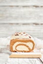 Pumpkin Roll Spice Cake over Cutting Board Royalty Free Stock Photo