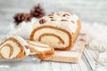 Pumpkin Roll Spice Cake with Slices Royalty Free Stock Photo