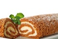 Pumpkin roll upclose with mint Royalty Free Stock Photo