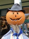 Pumpkin scarecrow for autumn festival in Arrowtown, New Zealand Royalty Free Stock Photo