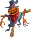 Pumpkin-scarecrow halloween isolated