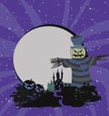 Pumpkin scarecrow at Halloween night - frame Royalty Free Stock Photo