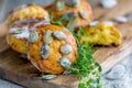 Pumpkin scones with seeds. Royalty Free Stock Photo