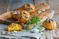 Pumpkin scones with thyme. Royalty Free Stock Photo