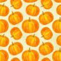 Pumpkin seamless pattern, autumn harvest watercolor Thanksgiving