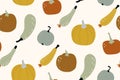 Pumpkin seamless pattern. Autumn texture for thanksgiving, harvest and halloween. Vector Illustration. October harvest