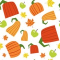 Pumpkin Seamless Pattern Background Autumn Harvest Concept Season Fall Ornament