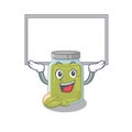 A pumpkin seed butter mascot picture raised up board