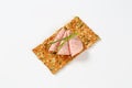 Pumpkin seed cracker with ham salami Royalty Free Stock Photo