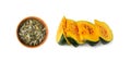 Pumpkin Seeds Isolated, Raw Pepita Grains, Scattered Green Healthy Nuts, Pumpkin Seed Group on White