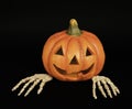 Pumpkin with Skeleton Hands